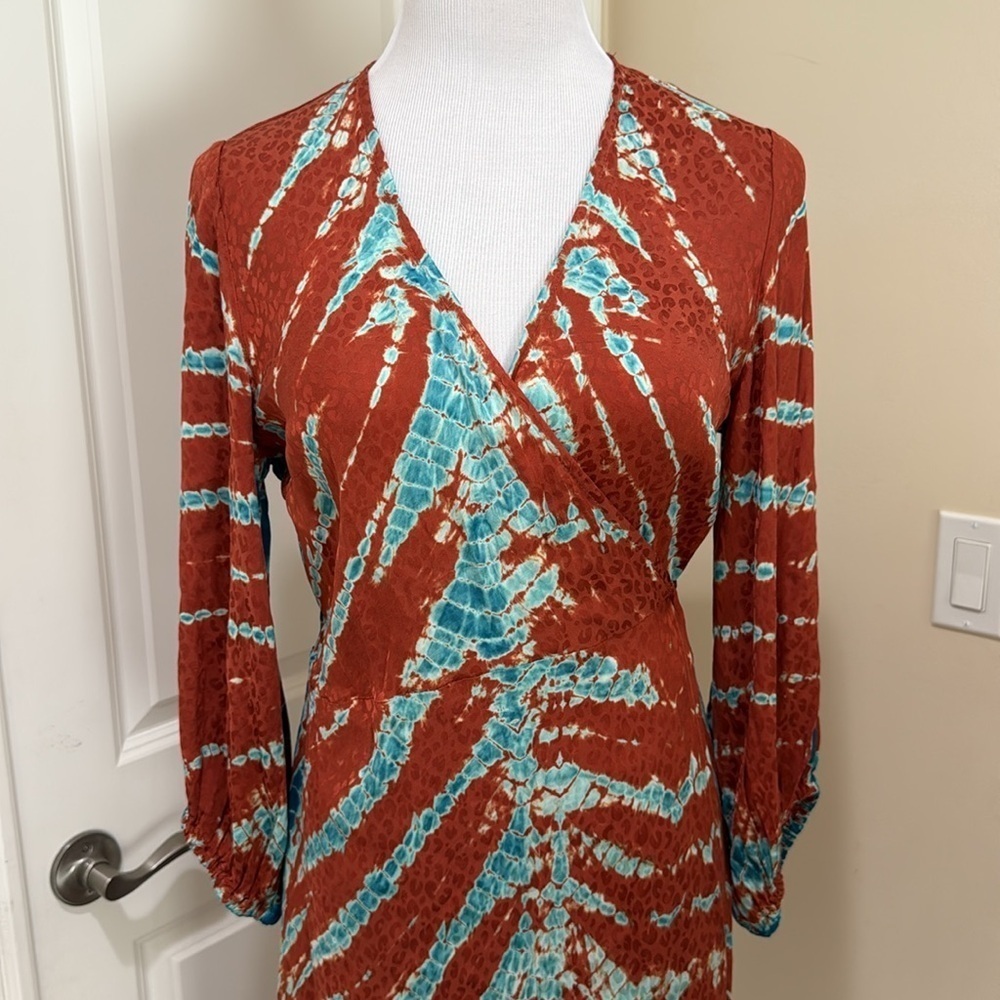 Young Fabulous & Broke Belle Midi Wrap in Mud Savannah Wash Wrap Dress Small - Picture 3 of 9